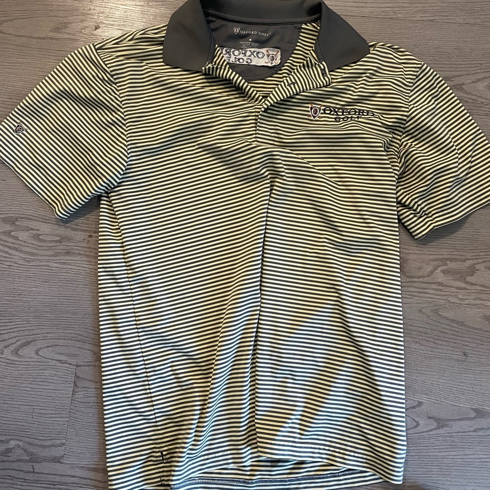 Oxford golf polo - Medium - yellow and grey striped